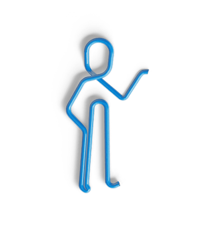 A paperclip figure mid-gesture, explaining